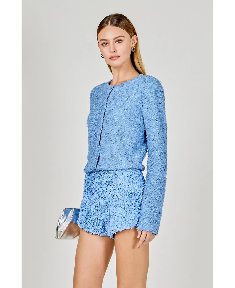 endless rose Women's Textured Buttoned Sweater Cardigan