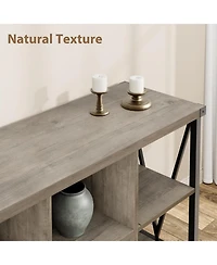 gaomon Entryway Console Table, 3 Tier Industrial Metal Sofa Table with 8 Cube Storage Organizer, Behind Couch Table, Hallway Table for Entry, Living