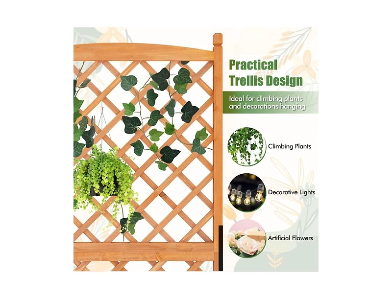 Raised Garden Bed with Diamond Lattice Trellis and Drainage Holes