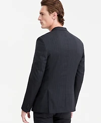 Calvin Klein Mens Slim-Fit Wool-Blend Pinstripe Suit Jacket