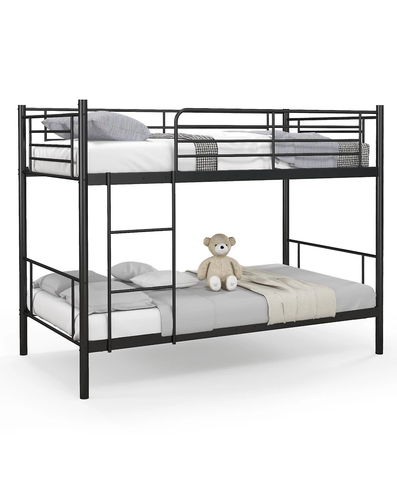 Sugift Metal Bunk Bed with Ladder and Full Length Safety Guardrails