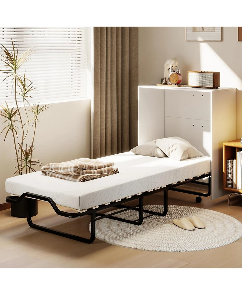 Sugift Cot Size Murphy Bed Folding Design with Lockable Wheels