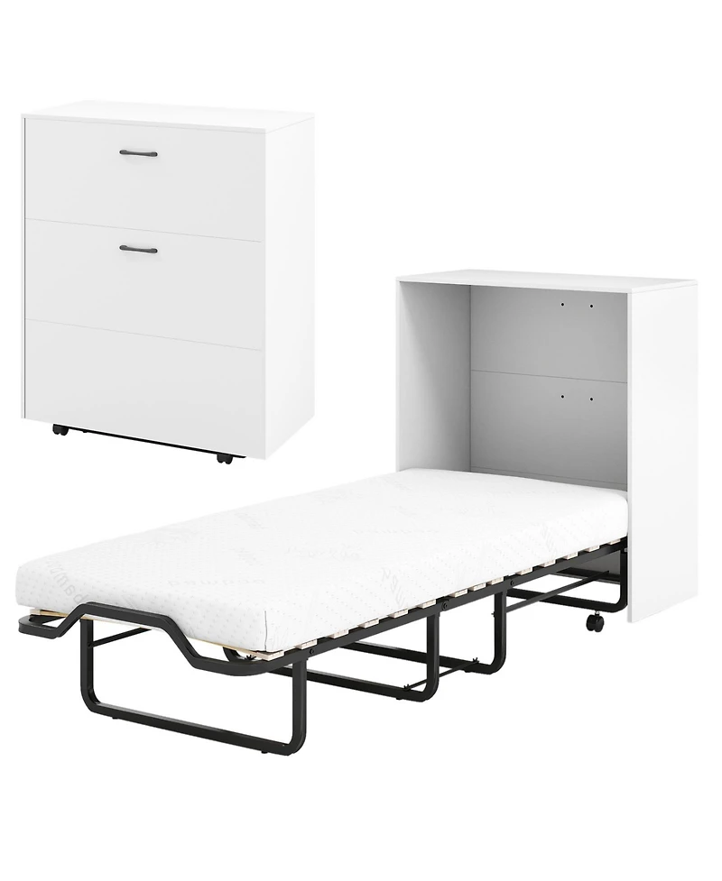 Sugift Cot Size Murphy Bed Folding Design with Lockable Wheels