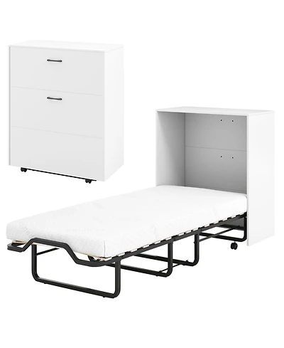 Sugift Cot Size Murphy Bed Folding Design with Lockable Wheels
