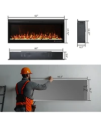 Boyel living 42 Inches Linear Electric Fireplace with Multi-color Flame Effect, Remote Controlled