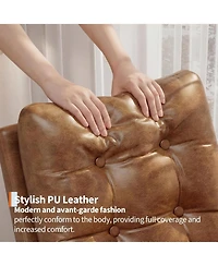 gaomon High Backrest Rocking Chair, Modern Pu Leather Upholstered, Wood Legs, Lounge for Living Room, Bedroom