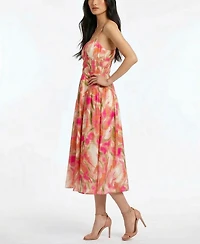 Taylor Women's Square Neck Ruched Watercolor Dress