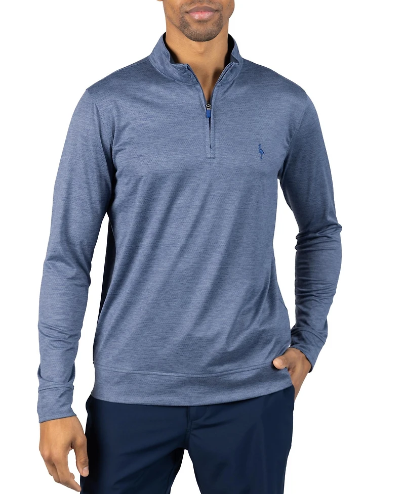 Tailorbyrd Men's Melange Mesh Performance QZip Sweaters