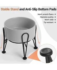 Aronkl Elevated Dog Ceramic Bowl Set 2 Pack with Anti-slip Non-tip Metal Stand for Dogs Food Water Feeding