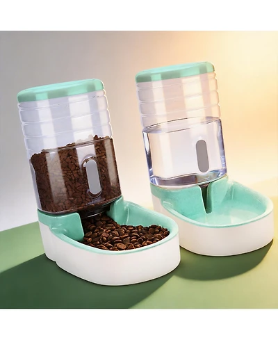 Aronkl Automatic Dog Cat Feeder & Water Dispenser Set Gravity Fed Large Bpa Free