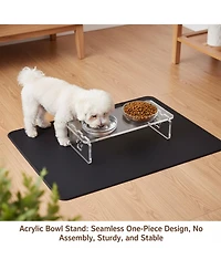 Aronkl Elevated Pet Feeder Stand with Stainless Steel & Glass Bowls for Small/Medium Dogs Cats
