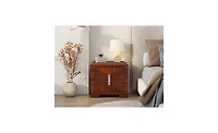 Flynama Elegant Modern Wooden Nightstand with 2 Drawers Finish Bedside Table for Bedroom Living Room