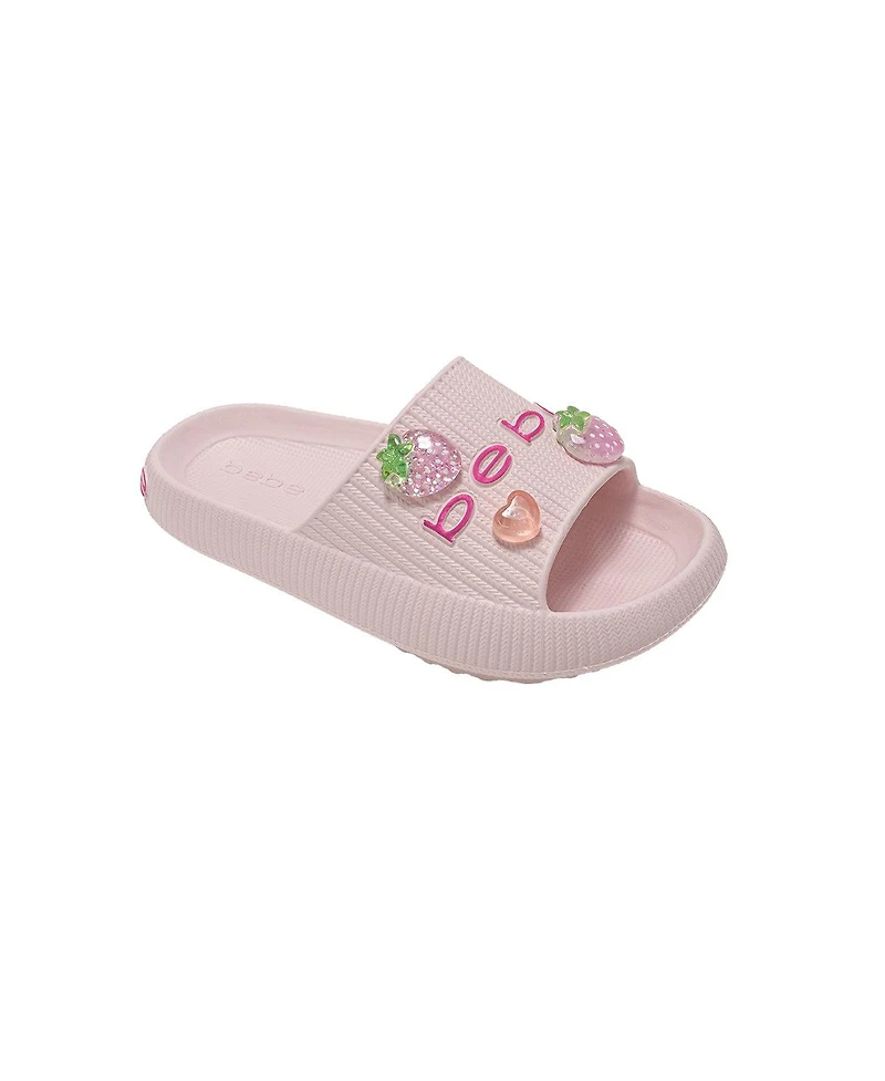 Bebe Big Girls Eva Slide - Lightweight Comfy Sandals with Fruit Charms
