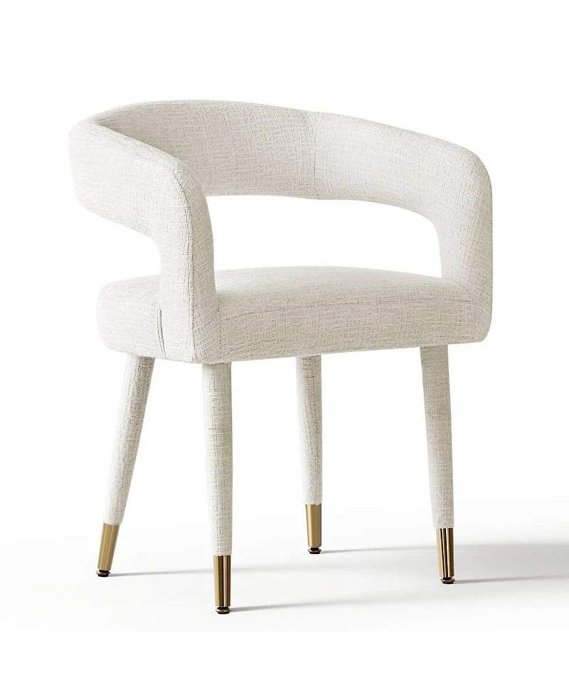 Maison Boucle Chenille Upholstered Dining Armchairs Set of 2 with Curved Back