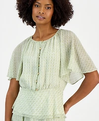 Vince Camuto Women's Flutter-Sleeve Peplum-Hem Top