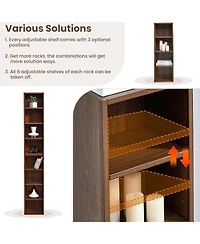 Rainsken 8-Tier Tall Narrow Bookshelf, Slim Storage Cabinet & Display Bookcase with Adjustable Shelves for Living Room