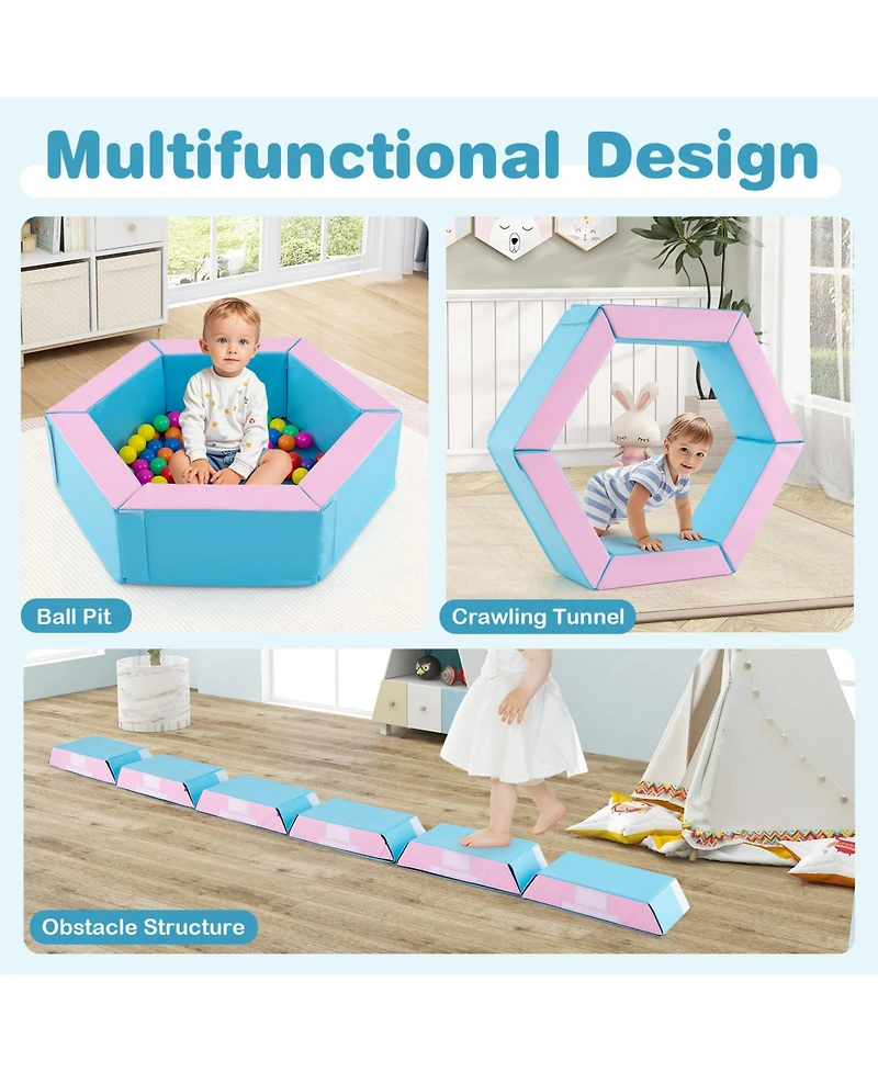 Mecale 3-Piece Baby Foam Climbing Blocks Set with 100 Ocean Balls