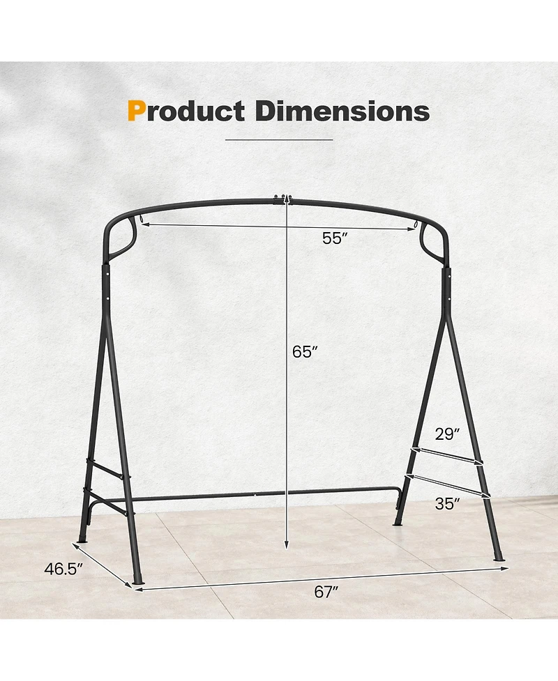 Mecale Outdoor Metal Swing Frame Stand with Extra Side Bars