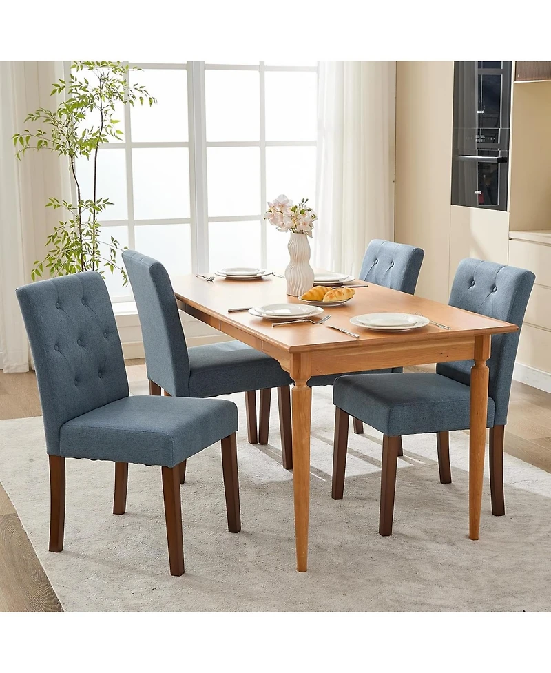 gaomon Parsons Button Tufted Dining Chairs Set of 4, Upholstered Fabric Chairs with Wood Legs