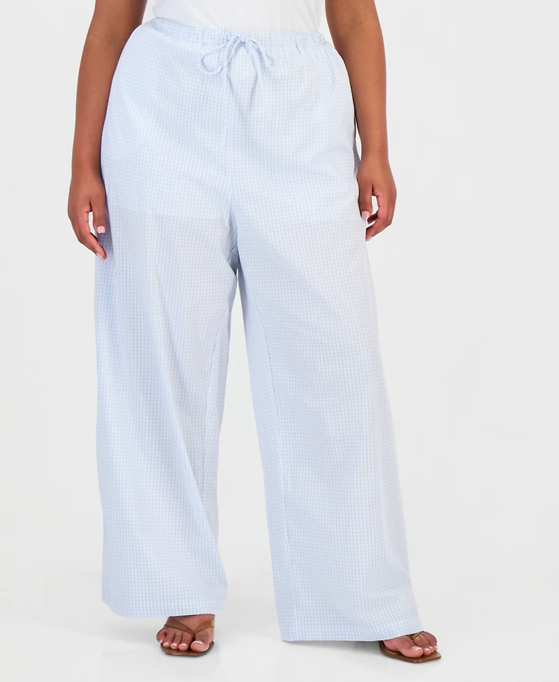 And Now This Trendy Plus Cotton Gingham Pull-On Pants, Macy's Exclusive