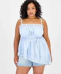 And Now This Trendy Plus Asymmetric Lace-Trim Sleeveless Top, Macy's Exclusive