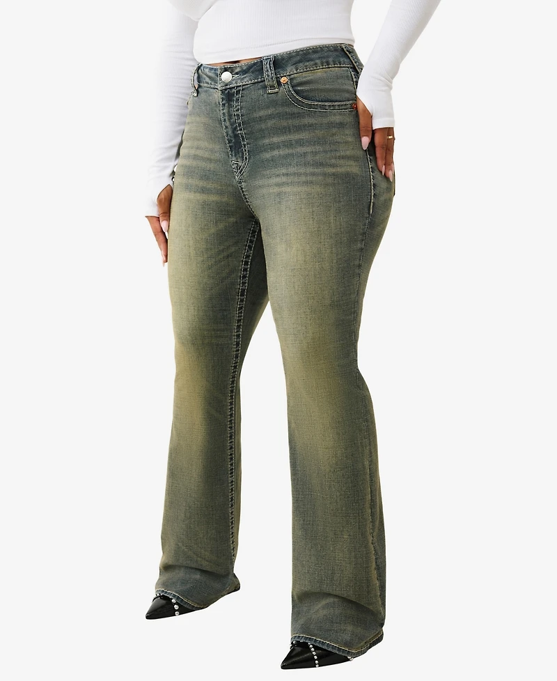 True Religion Plus Becca Mid-Rise Bootcut Big T Flap Jeans