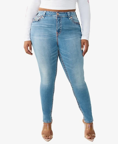 True Religion Plus Jennie Mid-Rise Skinny Super T Flap Jeans