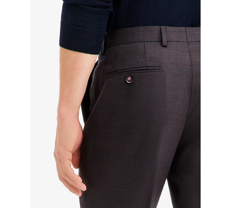 Ted by Baker Men's Modern-Fit Burgundy Plaid Suit Separate Pants