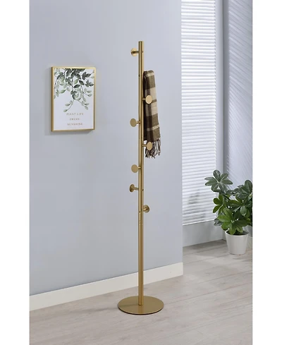 Kings Brand Furniture Modern Freestanding Hat & Coat Stand Metal Floor Coat Rack with Multiple Hooks, Heavy Round Base, Space-Saving Design