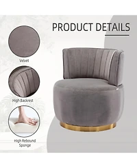 Rainsken Velvet Swivel Barrel Chair