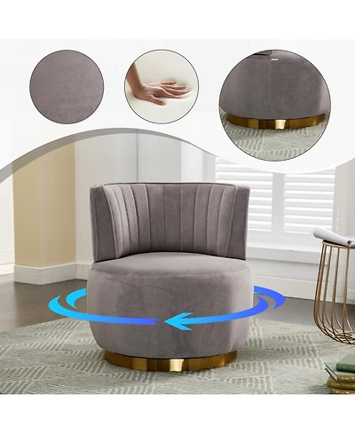 Rainsken Velvet Swivel Barrel Chair