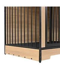 Aostirmotor Double Room Dog Crate Furniture – Xl Wooden Kennel with Trays for 2 Large Dogs