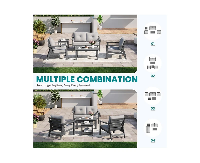 Pamapic Piece Hdpe Weather-Resistant Outdoor Patio Conversation Seating Set