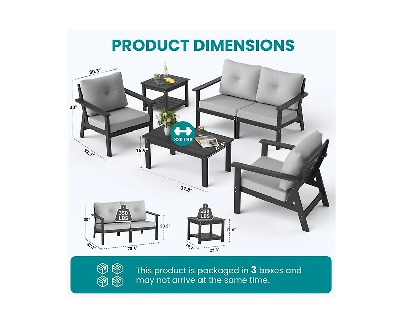 Pamapic Piece Hdpe Weather-Resistant Outdoor Patio Conversation Seating Set