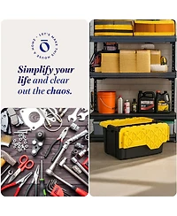 Homz Durbilt 15 Gal Storage Containers Tough Flip Lid Bins, 6 Pack, Black/Yellow