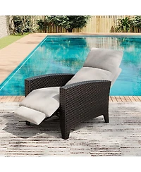 gaomon Wicker Recling Patio Chair with Independent Adjustable Back and Footrest Air Pump Lay Flat Reclining Outdoor Recliner