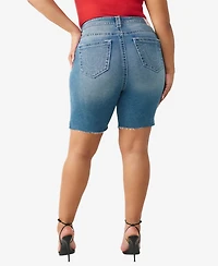 True Religion Plus Miya Mid-Rise Bermuda Shorts
