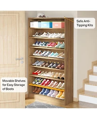 Tribesigns Tall Shoe Cabinet, 9 Tiers 40-45 Pairs Wood Freestanding Shoe Storage Cabinet