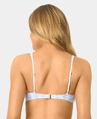 California Waves Women's Toile Stripe Knot Front Swim Bikini Top