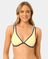 California Waves Women's Solid Plunge Underwire Swim Bikini Top