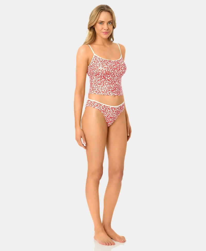 California Waves Women's Garden Ditsy Wide Rib Tankini Top