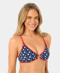 California Waves Women's Starstruck Mini Rib Ring Swim Bikini Top