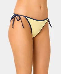 California Waves Women's Solid Wide Rib Side-Tie Swim Bottoms