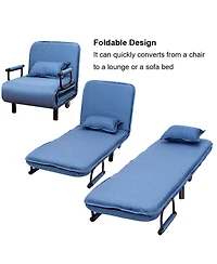 Sugift 3-in-1 Convertible Sofa Bed with 5-Position Adjustable Backrest and Lumbar Pillow