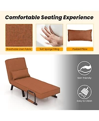 Sugift Folding 6 Position Convertible Sleeper Bed Armchair Lounge Couch with Pillow