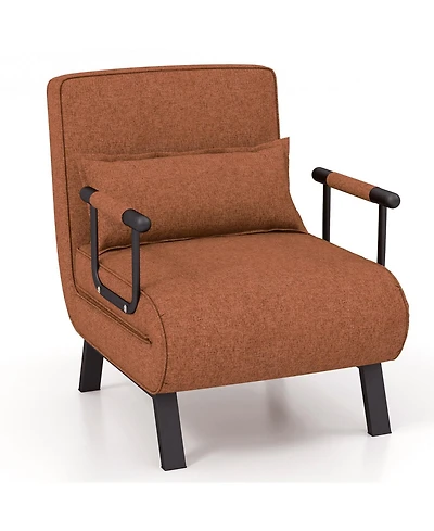 Sugift Folding 6 Position Convertible Sleeper Bed Armchair Lounge Couch with Pillow