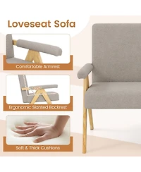 Sugift Loveseat Sofa with Armrests and Wooden Legs.