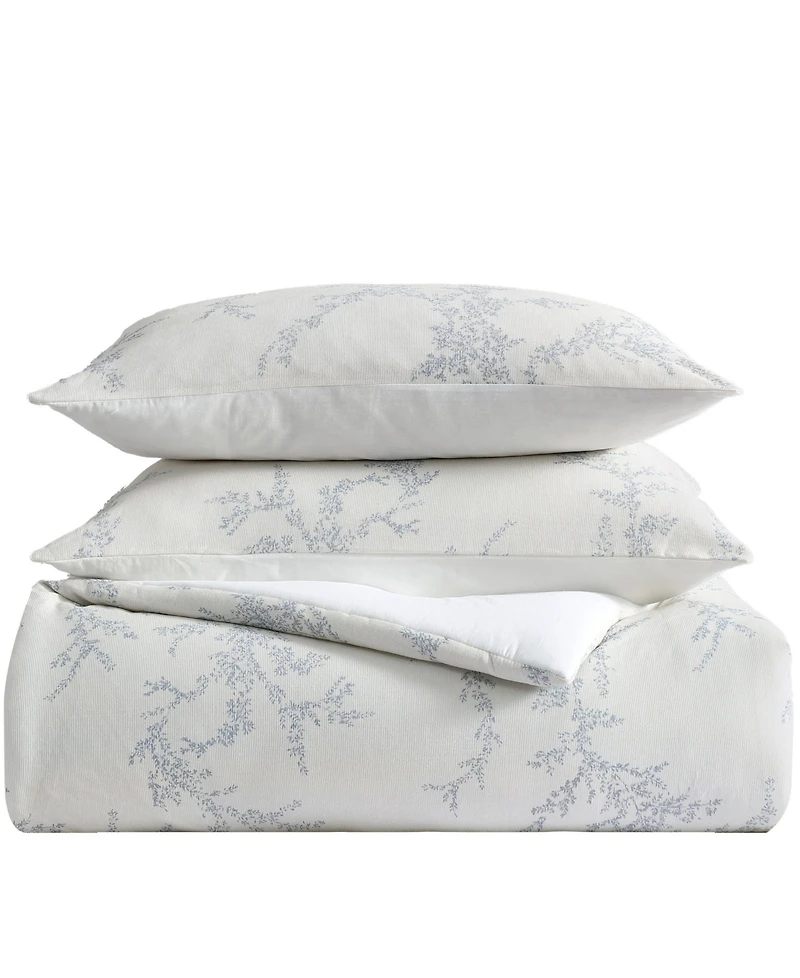 Vera Wang Trailing Vines Cotton 3-Pc. Duvet Cover Set