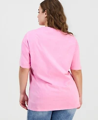 Rebellious One Trendy Plus Cotton Hibiscus Mineral-Wash Tee
