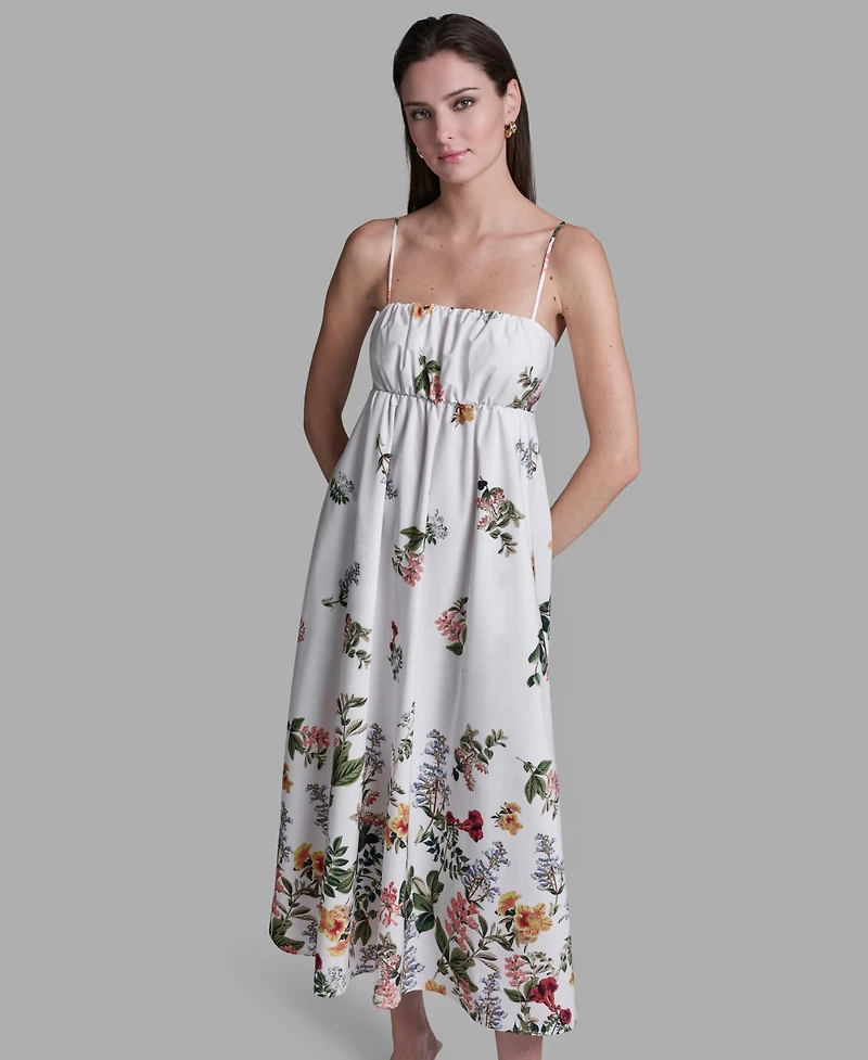 Bcbg Women's Floral Print Square Neck Midi Dress